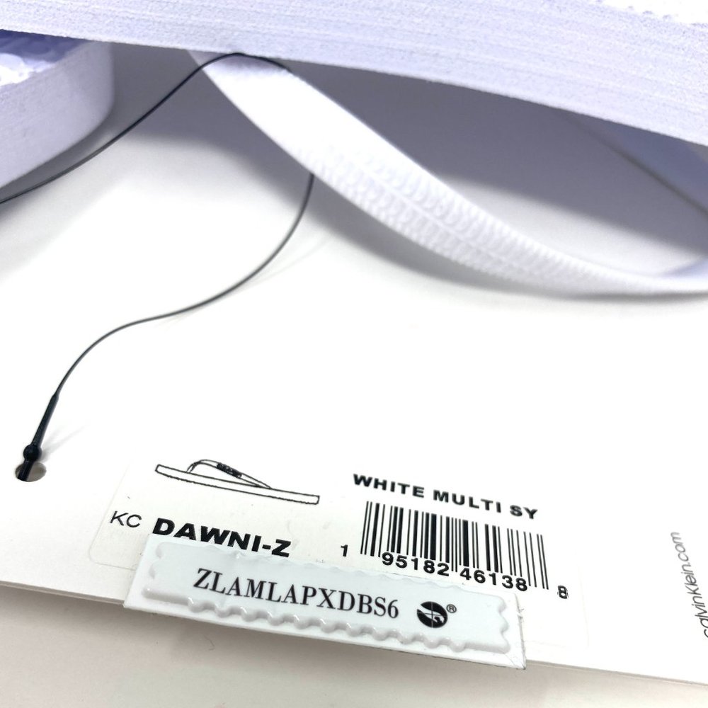 Calvin Klein Womens KCDAWNI-Z Dawni Flip Flop Smooth Footbed Sandal WHITE Rubber - Picture 8 of 9